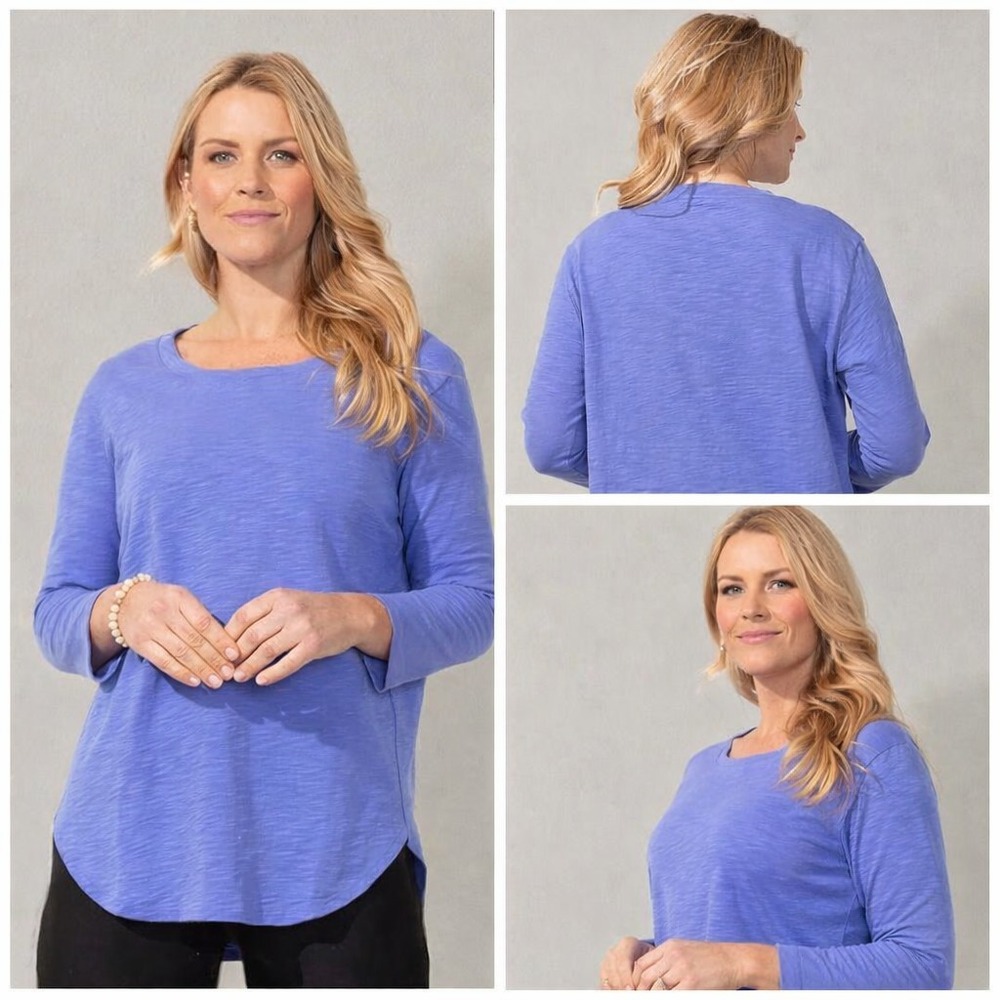 Tommy Bahama Ashby Isles T-Shirt Womens XL Blue Scoop-Neck 3/4-Sleeve Ultra-Soft
